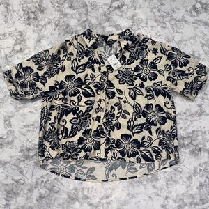 Mlle Gabrielle Navy and Cream Floral Blouse